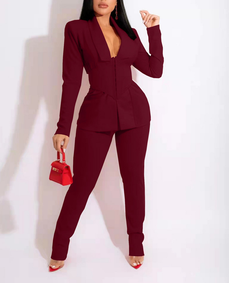 Toamna 2022, pantaloni noi pentru femei, set 2 piese, costum de uniformă profesională ocazională (inclusiv curea)