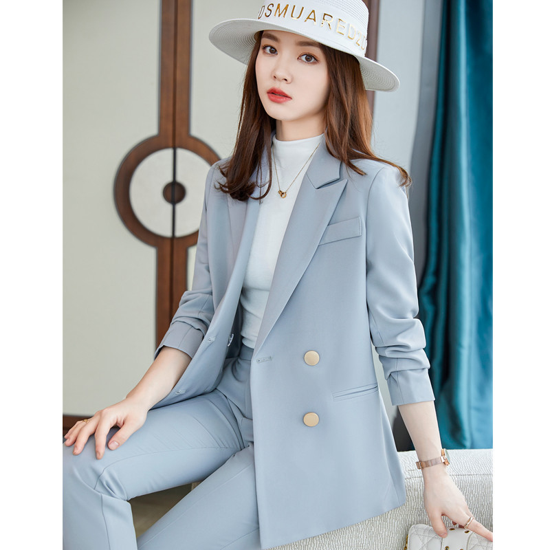 Női öltönyök, kiváló minőségű kétrészes szett Üzleti új őszi alkalmi divat formális karcsú irodai női blézer és nadrág