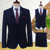 2023-as új férfi divat butik rácsos üzleti alkalmi öltöny színpadi vőlegény esküvői ruha előadás jelmez blézer mellény nadrág