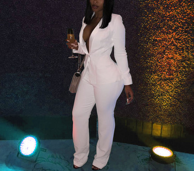 2022 őszi új női nadrág 2 részes szett divat alkalmi profi vékony öltöny, hosszú ujjú kabát nadrágkosztüm