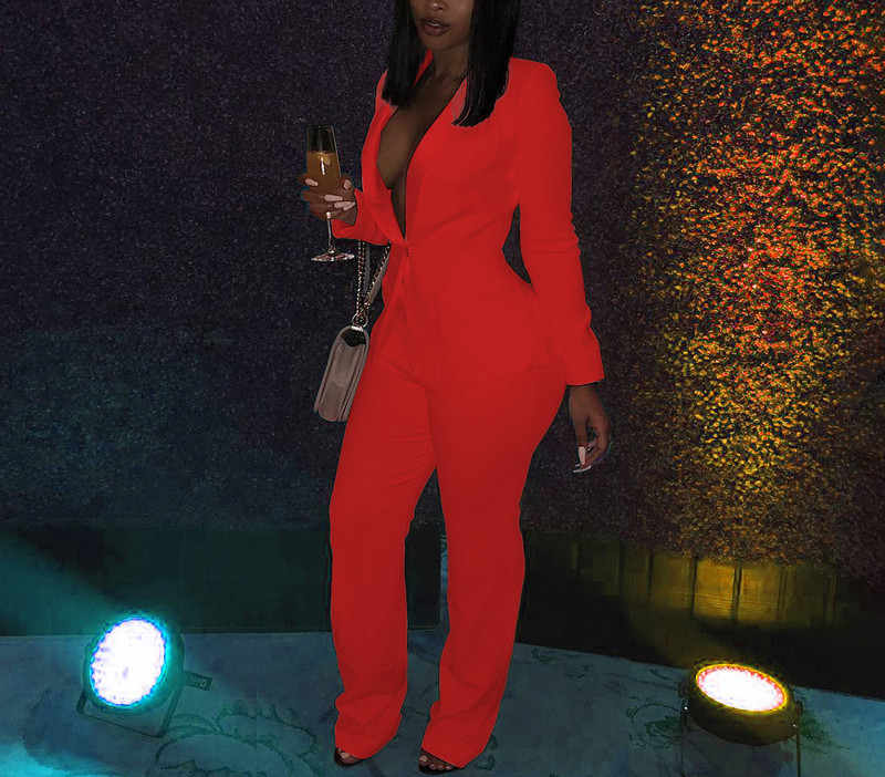 2022 őszi új női nadrág 2 részes szett divat alkalmi profi vékony öltöny, hosszú ujjú kabát nadrágkosztüm