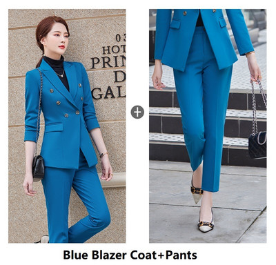 Kiváló minőségű szövet formális női üzleti munkaruházat öltönyök őszi egyenruha minták nadrágkosztümök professzionális OL stílusok női blézerek