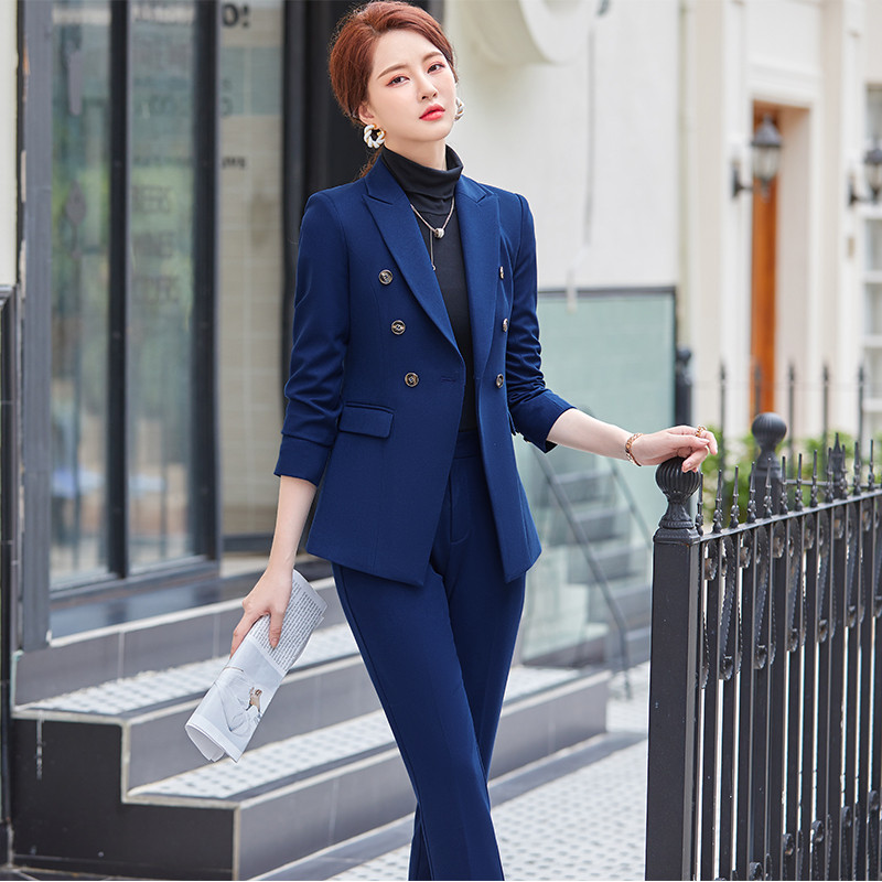Kiváló minőségű szövet formális női üzleti munkaruházat öltönyök őszi egyenruha minták nadrágkosztümök professzionális OL stílusok női blézerek