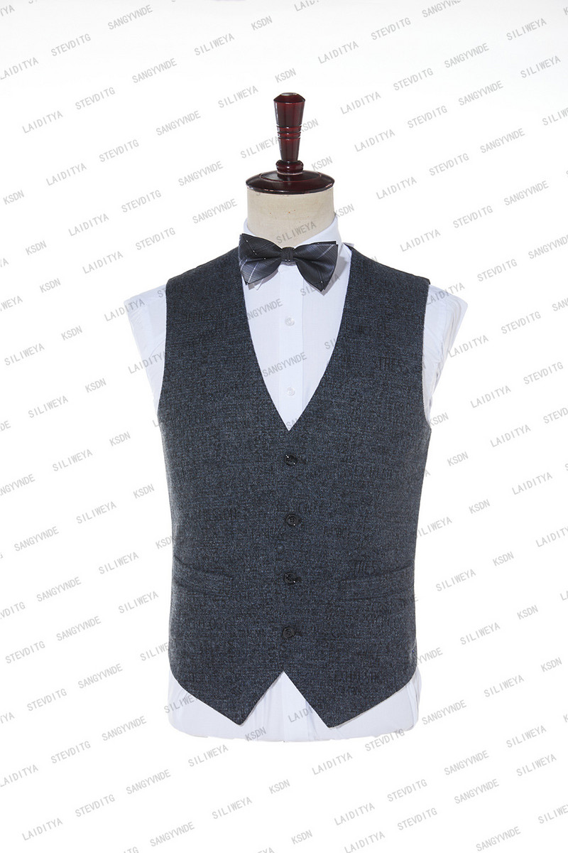 2023-as divatos fekete-kék vegyes betűs Partten férfi karcsú szabású üzleti öltöny Férfi Kiváló minőségű 3 darab (kabát+mellény+nadrág)