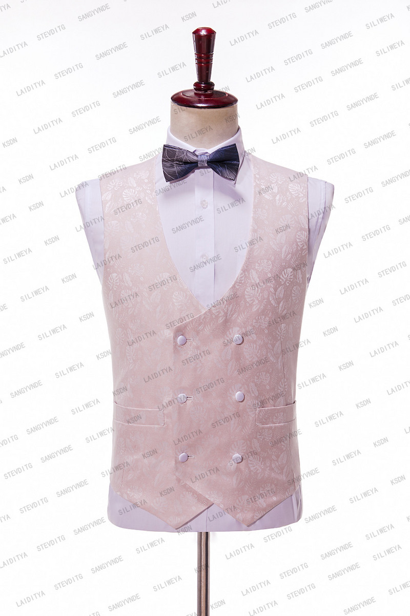 2023 nou stil roz ocazional costum bărbați slim fit tip 3 piese cu un singur piept respirabil subțire rochie de bal jachetă petrecere călătorie