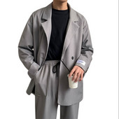 2 részes szett Férfi blézer öltöny Férfi Fekete Szürke Esküvői Jelmezek Klasszikus Öltönyek Kabátok Ruhák 2023 tavaszi elegáns ruha