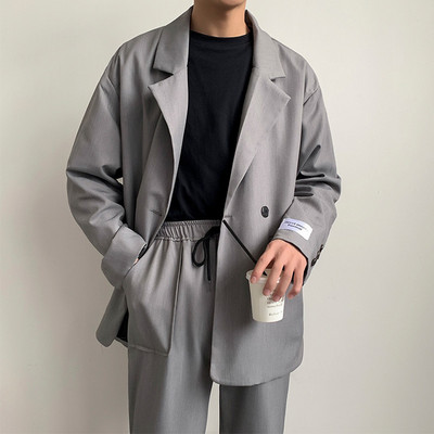 2 részes szett Férfi blézer öltöny Férfi Fekete Szürke Esküvői Jelmezek Klasszikus Öltönyek Kabátok Ruhák 2023 tavaszi elegáns ruha