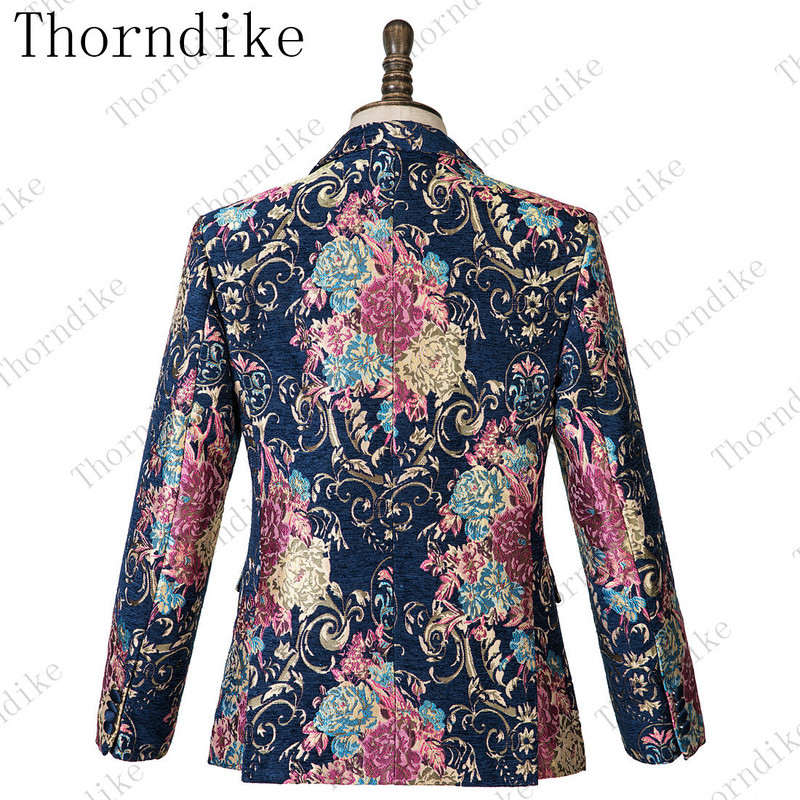 Thorndike új divatos vőlegény sötétkék jacquard szmoking férfi viselet esküvői parti vőfély öltönyök, 2019. (kabát+nadrág+mellény)