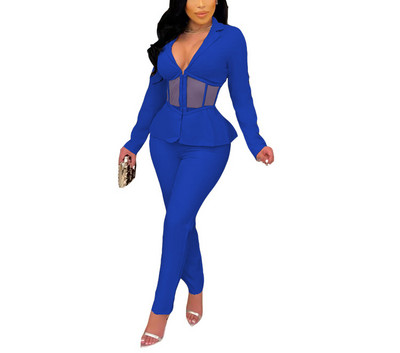 2022. ősz, új női nadrág 2 részes öltöny, fodros nadrágkosztüm