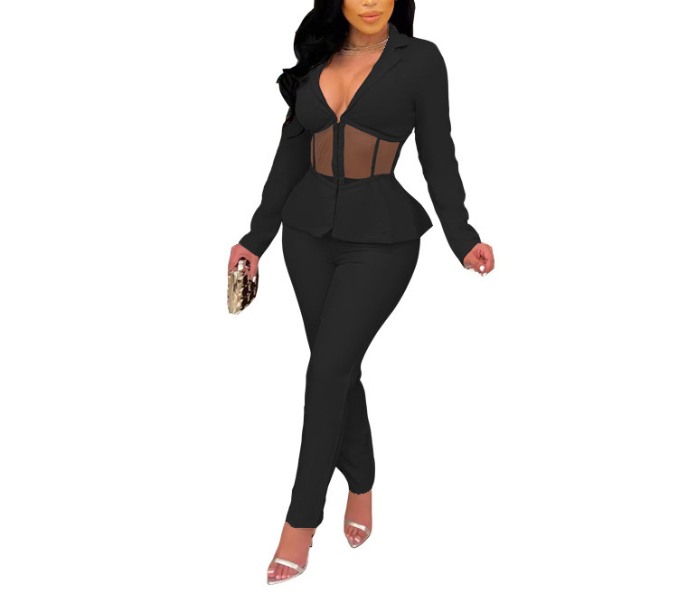 2022. ősz, új női nadrág 2 részes öltöny, fodros nadrágkosztüm