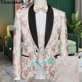 Klasisks Thorndike dizains ar melnu atloku kostīmu Homme kāzu uzvalki vīriešiem Terno Masculino Slim Fit līgavaiņa smokingi