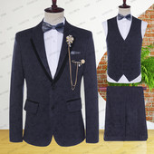 Costum cu flori pentru bărbați, ocazional, de afaceri, îmbrăcăminte formală, pentru bărbați, petrecere, bal de absolvire, smoking subțire, rochie de mireasă (jachetă + vestă + pantaloni)