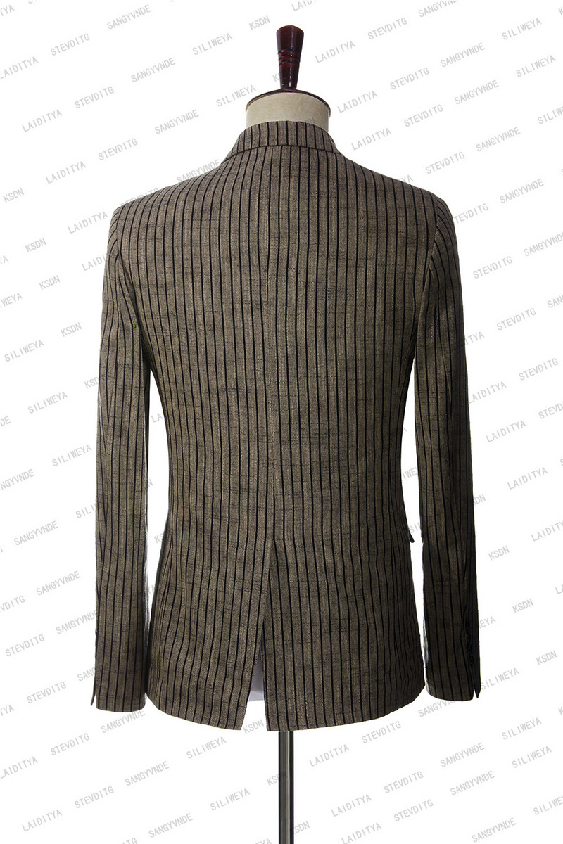 2023-as fekete csíkos üzleti férfi öltönyök, 3 részes karcsú szabású vőlegény báli szmokingok esküvőre, férfi divatblézer