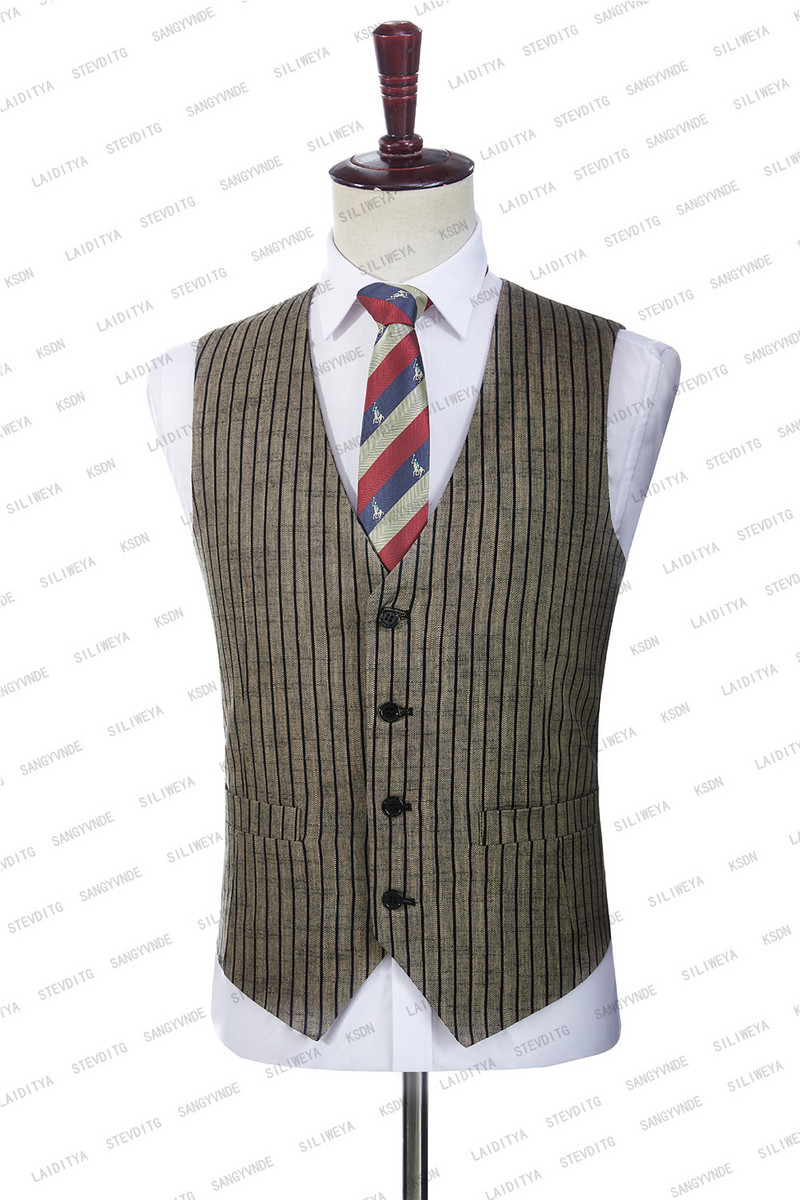 2023-as fekete csíkos üzleti férfi öltönyök, 3 részes karcsú szabású vőlegény báli szmokingok esküvőre, férfi divatblézer