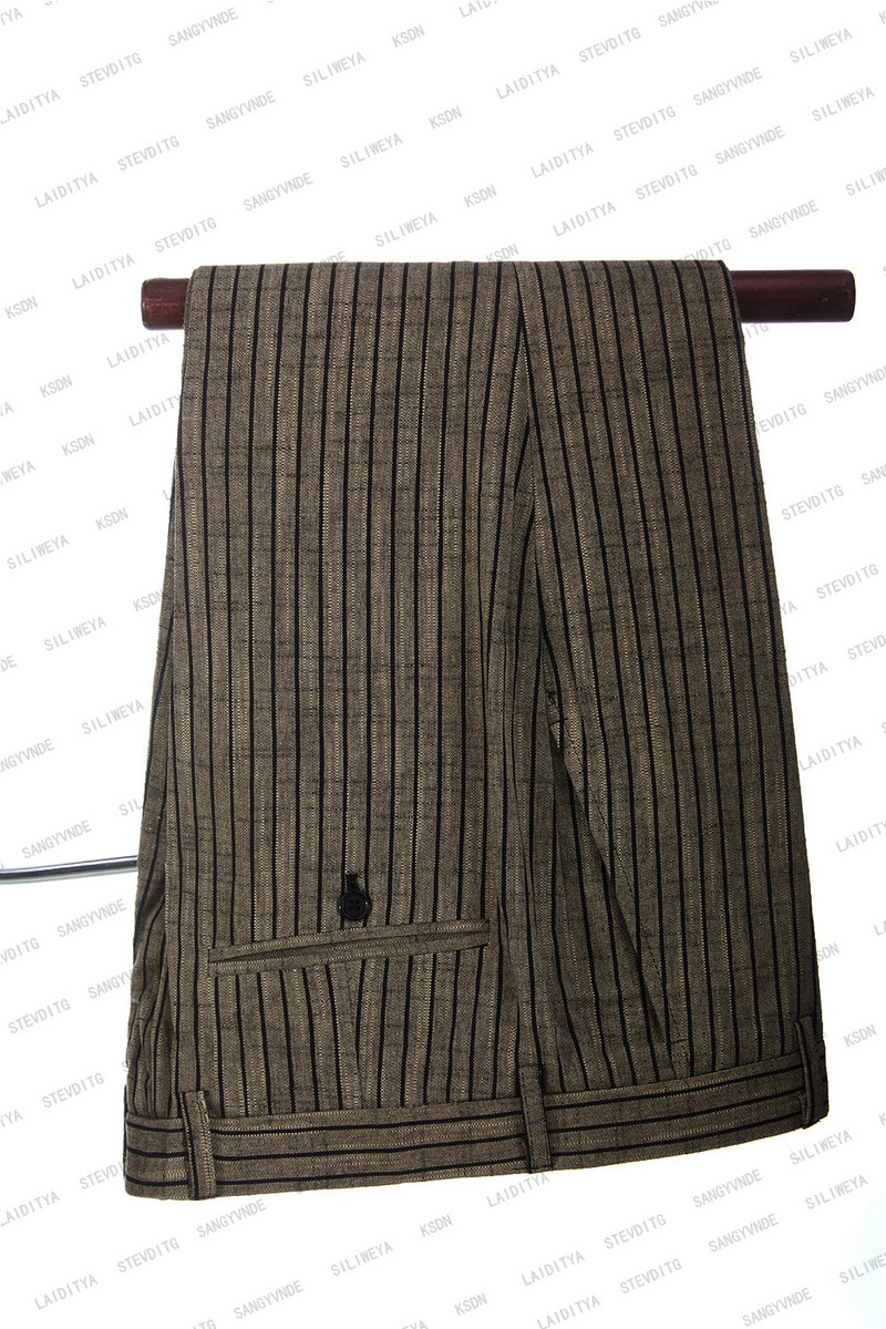 2023-as fekete csíkos üzleti férfi öltönyök, 3 részes karcsú szabású vőlegény báli szmokingok esküvőre, férfi divatblézer