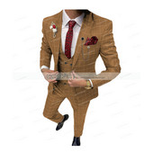 Barna alkalmi férfi western öltöny, 3-as típus, duplasoros, légáteresztő TR kockás vékony báli ruha dzseki, utazási 5XL