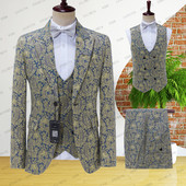 2023-as divat új férfi alkalmi butik üzleti esküvői házigazda virág színű öltönyök 3 db szett ruha blézer kabát nadrág mellény kabát