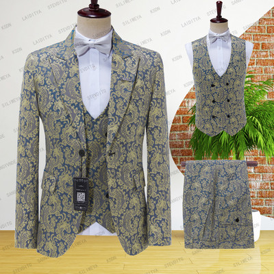2023-as divat új férfi alkalmi butik üzleti esküvői házigazda virág színű öltönyök 3 db szett ruha blézer kabát nadrág mellény kabát