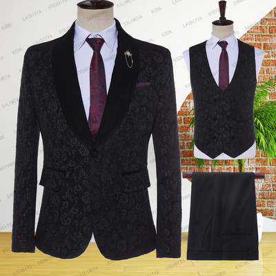 2023 fekete jacquard bronzosító virágos blézer férfi luxusmárka egygombos öltöny dzseki férfi esküvői parti színpadi jelmez