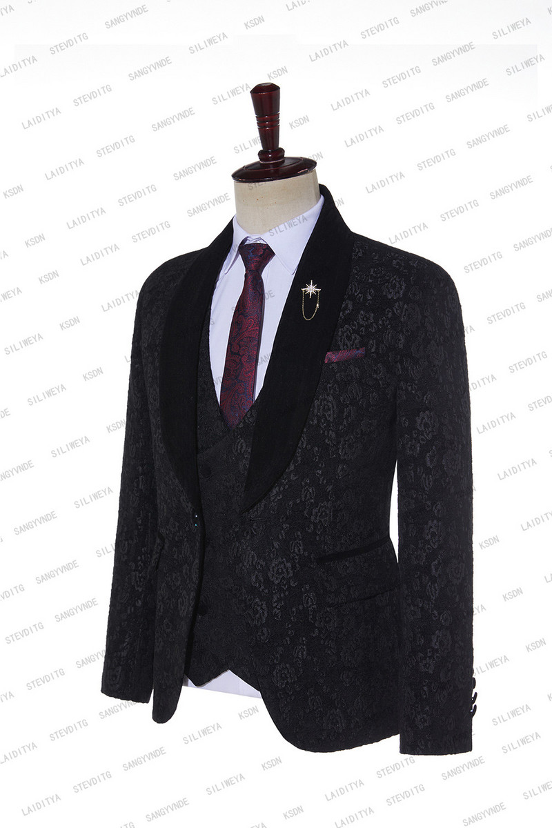 2023 fekete jacquard bronzosító virágos blézer férfi luxusmárka egygombos öltöny dzseki férfi esküvői parti színpadi jelmez