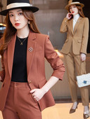 Elegáns női egysoros, hosszú ujjú irodai női tömör blézerek professzionális üzleti ruhák nadrágok tavaszi ősz új