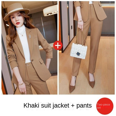 Elegáns női egysoros, hosszú ujjú irodai női tömör blézerek professzionális üzleti ruhák nadrágok tavaszi ősz új