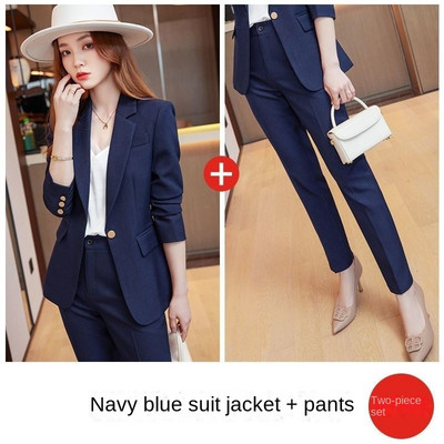 Elegáns női egysoros, hosszú ujjú irodai női tömör blézerek professzionális üzleti ruhák nadrágok tavaszi ősz új