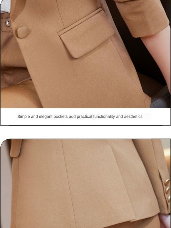 Elegáns női egysoros, hosszú ujjú irodai női tömör blézerek professzionális üzleti ruhák nadrágok tavaszi ősz új