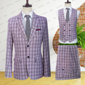 2023-as vörös rácsos férfi öltönyök csúcshajtókás tervezői esküvői szmoking férfi dzseki, hivatalos alkalomra készült, Homme Mariage jelmez