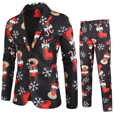 Új érkezés divatos klasszikus karácsonyi 3D nyomtatott férfi öltöny 2-3 részes bankett parti férfi öltöny, nagy méretű M-3XL
