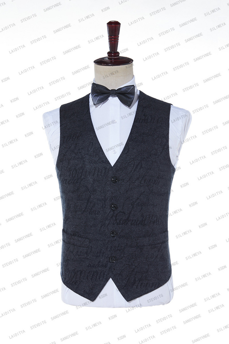 Sötétszürke jacquard bronzosító virágos blézer férfi 2023 luxusmárka egygombos öltöny dzseki férfi esküvői bársony hajtóka 3 részes