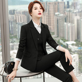 Női fekete blézer női üzleti öltönyök 3 részes mellény nadrág és kabát készletek munkaruha irodai egyenruha