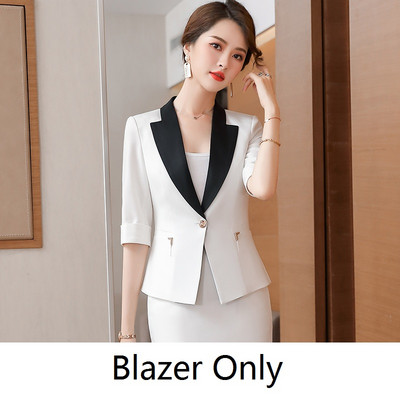 Új 2021 tavaszi nyár női szoknya öltönyök rózsaszín blézer és dzseki szettek női üzleti munkaruha fél ujjú egyenruha