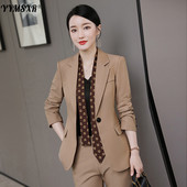 Csúcskategóriás női öltöny, őszi és téli professzionális viselet, hosszú ujjú női blézer, magas derekú, elegáns 9 pontos nadrág