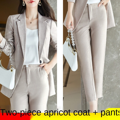 Öltöny nadrág 2 részes szett kiváló minőségű női őszi és téli vékony, hosszú ujjú fehér kabát magas derekú nadrág