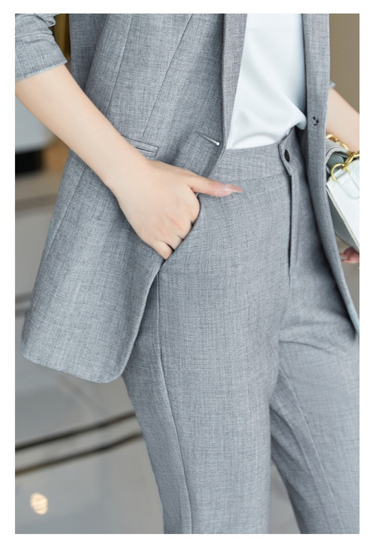 Öltöny nadrág 2 részes szett kiváló minőségű női őszi és téli vékony, hosszú ujjú fehér kabát magas derekú nadrág