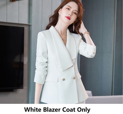 Hivatalos egyenruha minták Nadrágruhák Őszi Tél Elegáns Fehér Professzionális Női Munkaruházat Blézerek OL Nadrágkészlet