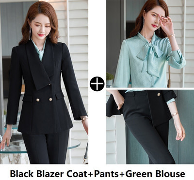 Hivatalos egyenruha minták Nadrágruhák Őszi Tél Elegáns Fehér Professzionális Női Munkaruházat Blézerek OL Nadrágkészlet