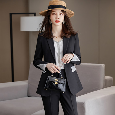 Új érkezés koreai dizájn női divatos nadrágkosztüm 2 részes szett alkalmi zöld sárgabarack fekete blézerkabát felsők és nadrágok