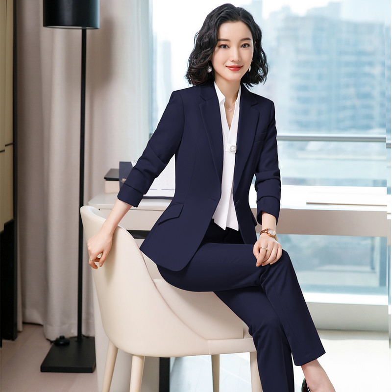 Piros Sötétkék Fekete Női nadrágkosztüm irodai hölgyekhez, kétrészes szett S-4XL méretű formális munkablézerkabát nadrágszettel