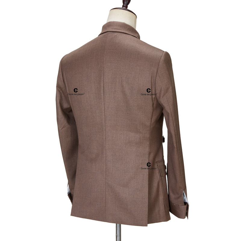 Cenne Des Graoom szafari öltönyök férfiaknak Arany gombos, négyzet alakú gallér, testre szabott formális alkalmi üzleti viselet hivatalos viselet.