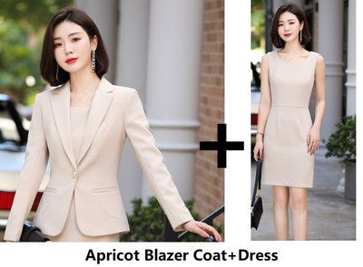 Kiváló minőségű szövetből készült női öltönyök ruhával és kabátokkal, kabátokkal, őszi formális OL stílusok, női blézerek munkaruha szett 2021