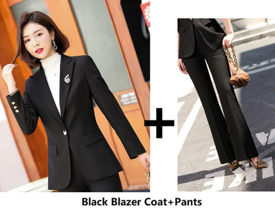 Női üzleti öltönyök őszi tél OL Stílusok Női Irodai Egyenruha Tervek Nadrágruhák Hosszú ujjú női blézerek Oversize