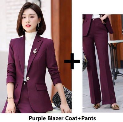 Női üzleti öltönyök őszi tél OL Stílusok Női Irodai Egyenruha Tervek Nadrágruhák Hosszú ujjú női blézerek Oversize