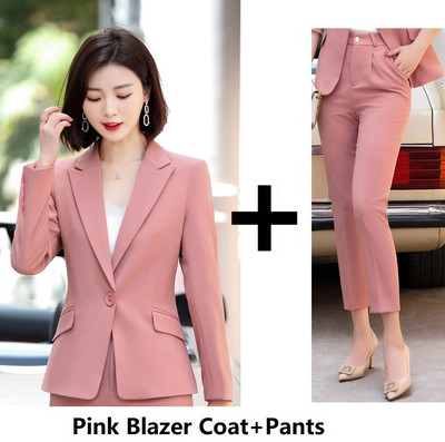 Női üzleti öltönyök őszi tél OL Stílusok Női Irodai Egyenruha Tervek Nadrágruhák Hosszú ujjú női blézerek Oversize