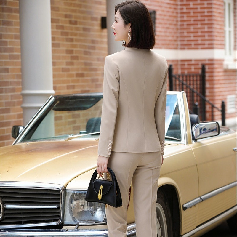 Női üzleti öltönyök őszi tél OL Stílusok Női Irodai Egyenruha Tervek Nadrágruhák Hosszú ujjú női blézerek Oversize