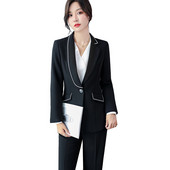 Divatos női dzseki blézer nadrágkosztüm nadrág hivatalos irodai női női fekete bézs 2 részes szett üzleti munkaruházathoz