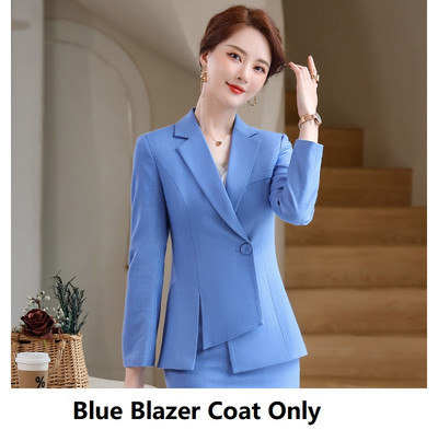 Oversize 5XL női irodai elegáns kék formális üzleti női munkaruha Blézer öltöny professzionális karrier interjú irodai szett