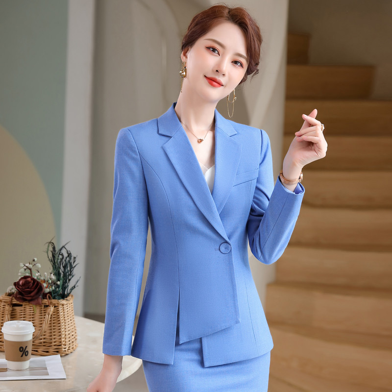 Oversize 5XL női irodai elegáns kék formális üzleti női munkaruha Blézer öltöny professzionális karrier interjú irodai szett