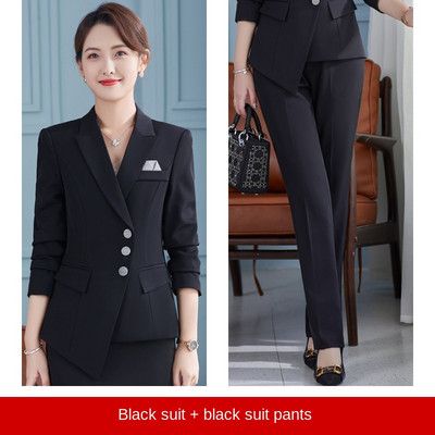 Kiváló minőségű női professzionális nadrágkosztüm Kétrészes őszi és téli 2022 temperamentum irodai munkaruházat blézer alkalmi nadrág